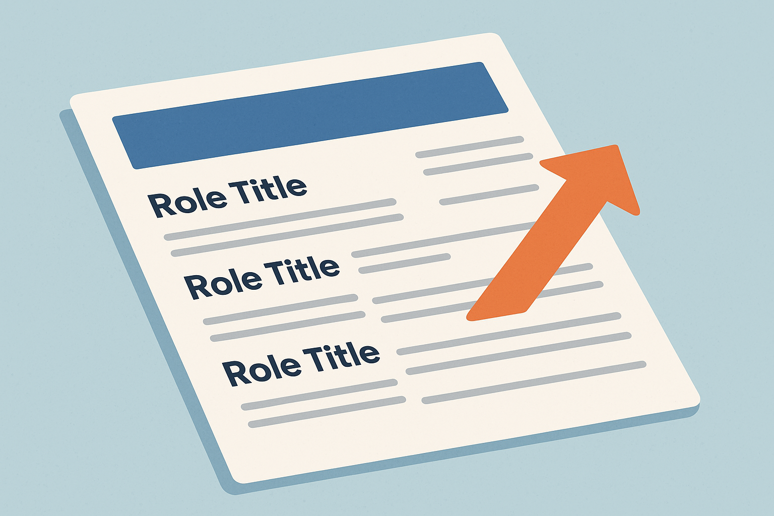 Editorial illustration showing one company heading with multiple promoted engineering titles stacked underneath to make progression easy to scan