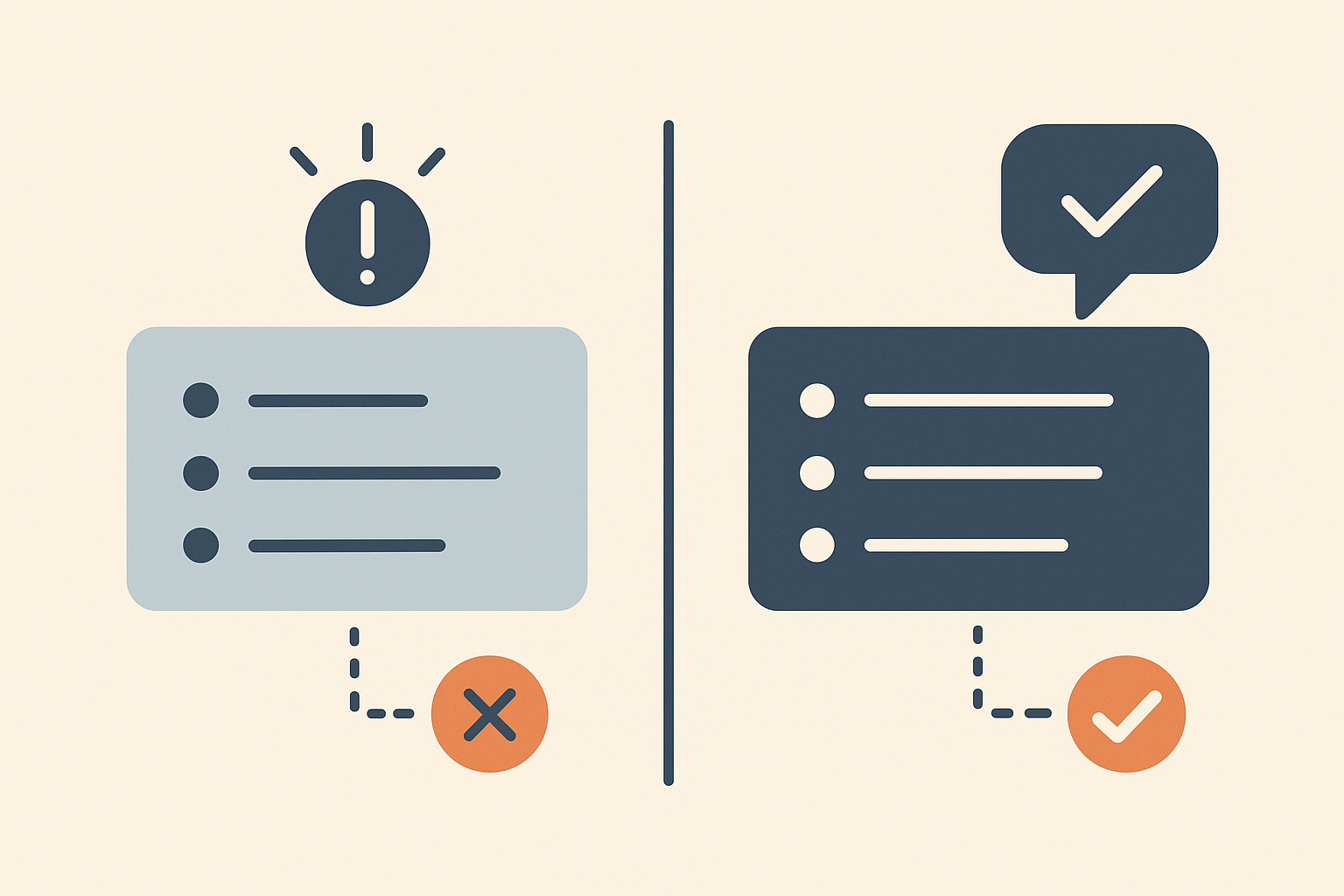 Editorial illustration comparing a vague project entry with a stronger evidence-based version that shows clearer technical judgment and specificity