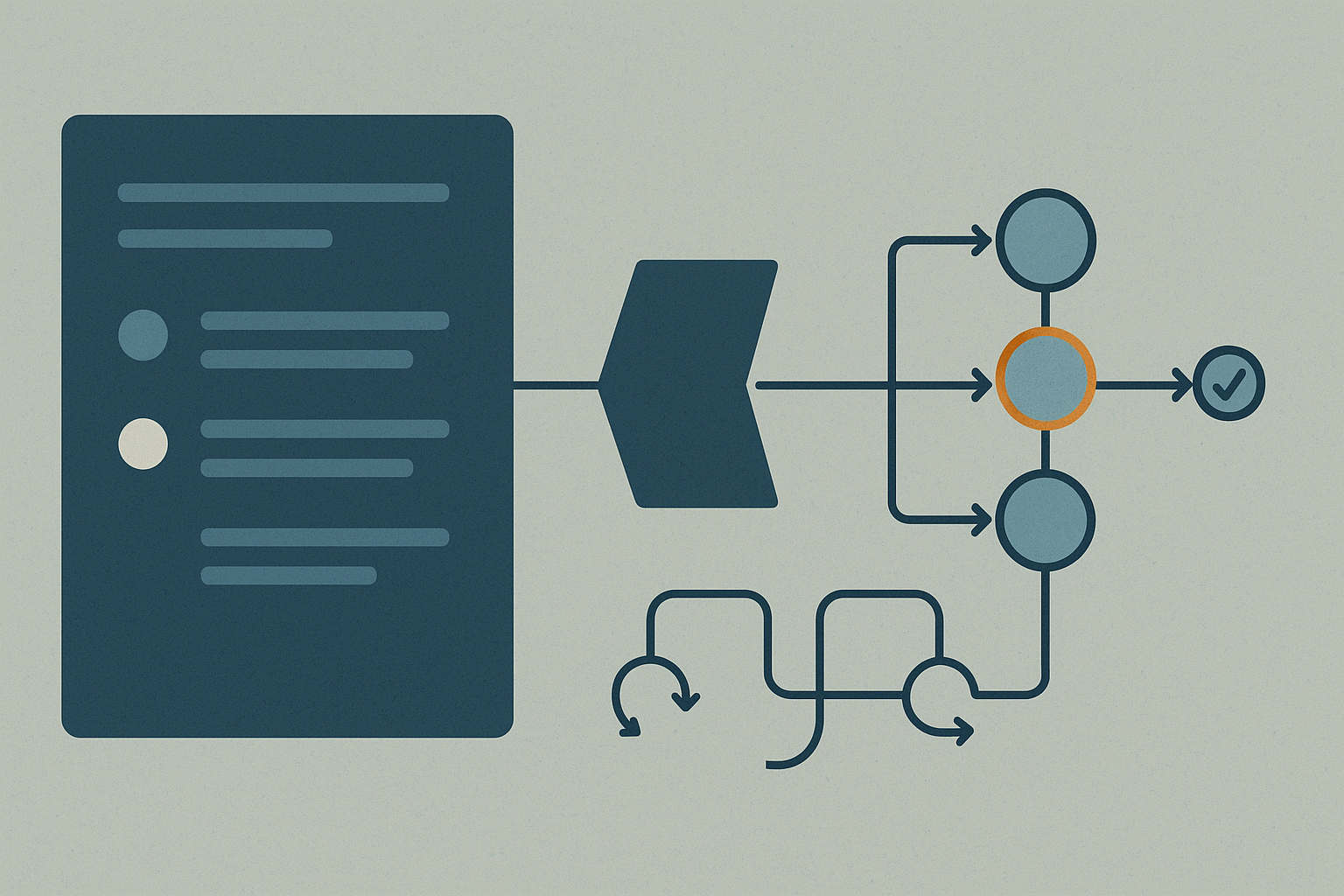 Editorial illustration showing a vague resume bullet turning into a clearer event-driven system design with retries, idempotent consumers, and fewer failures