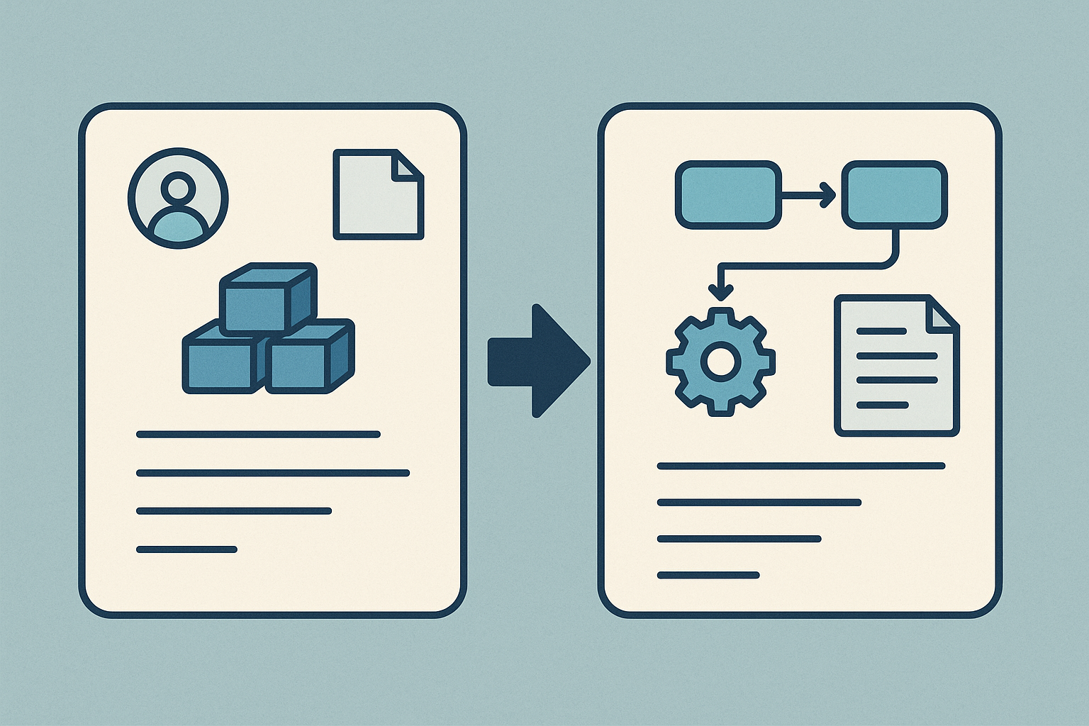 Editorial illustration showing a generic bootcamp project being reshaped into a clearer, more job-ready project story with visible workflow and proof artifacts