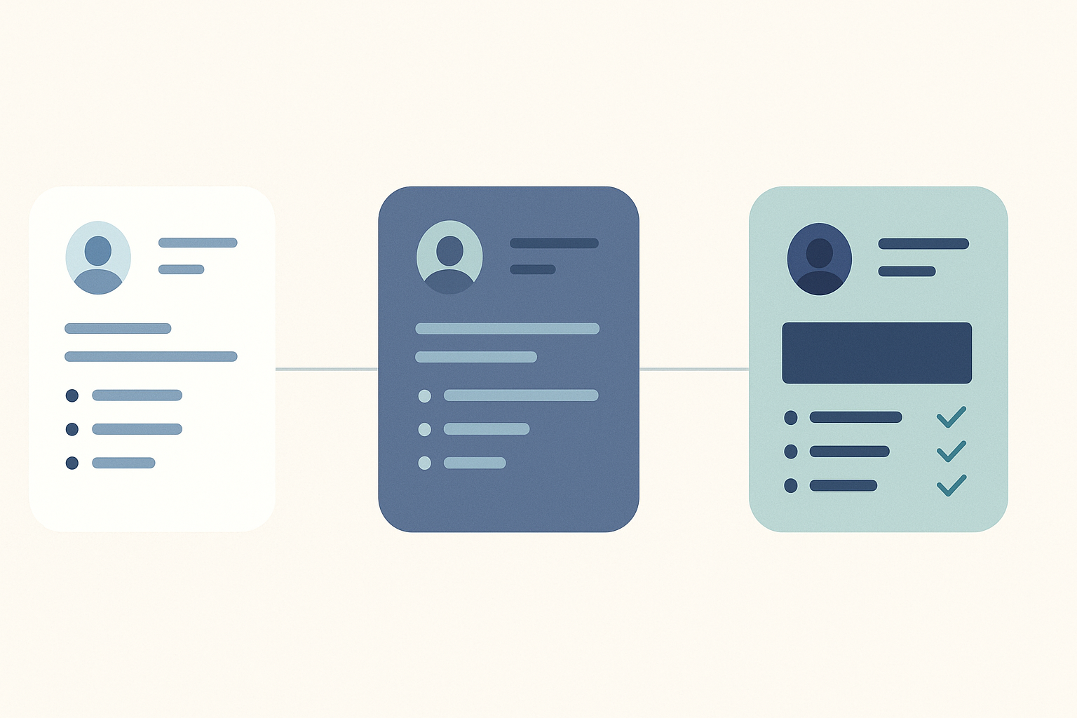Editorial illustration showing resume effort scaling from minimal adjustment to selective refinement to deep tailoring as job-signal quality improves
