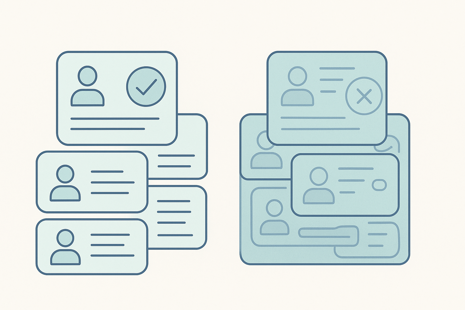 Editorial illustration contrasting grounded job-listing signals with weaker, ambiguous reposted signals before resume tailoring begins