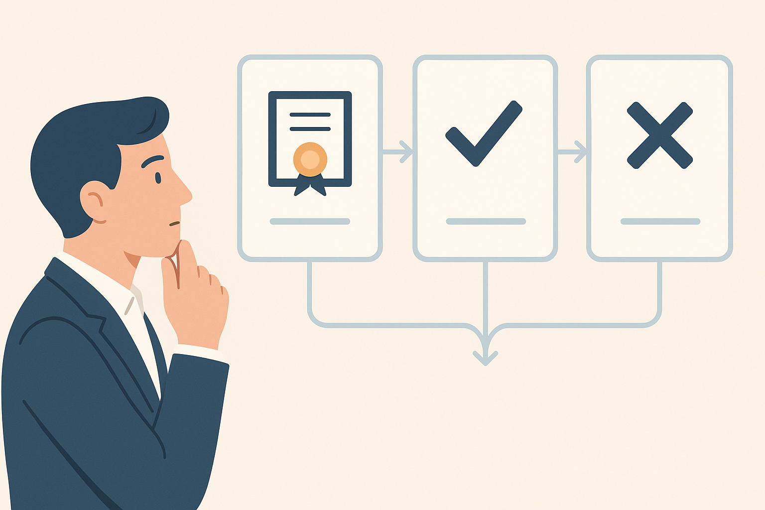 Editorial illustration showing a simple decision filter with three outcomes: lead with it, place it lower, or remove it from emphasis
