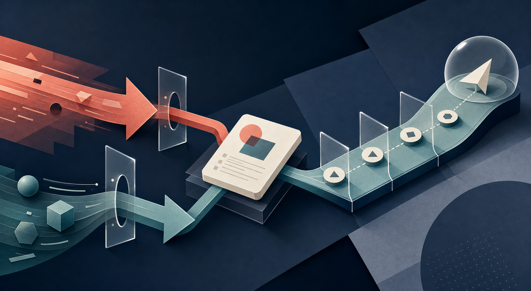 Opposing speed and safety constraints pass through a technical decision artifact and become a phased rollout with checkpoints
