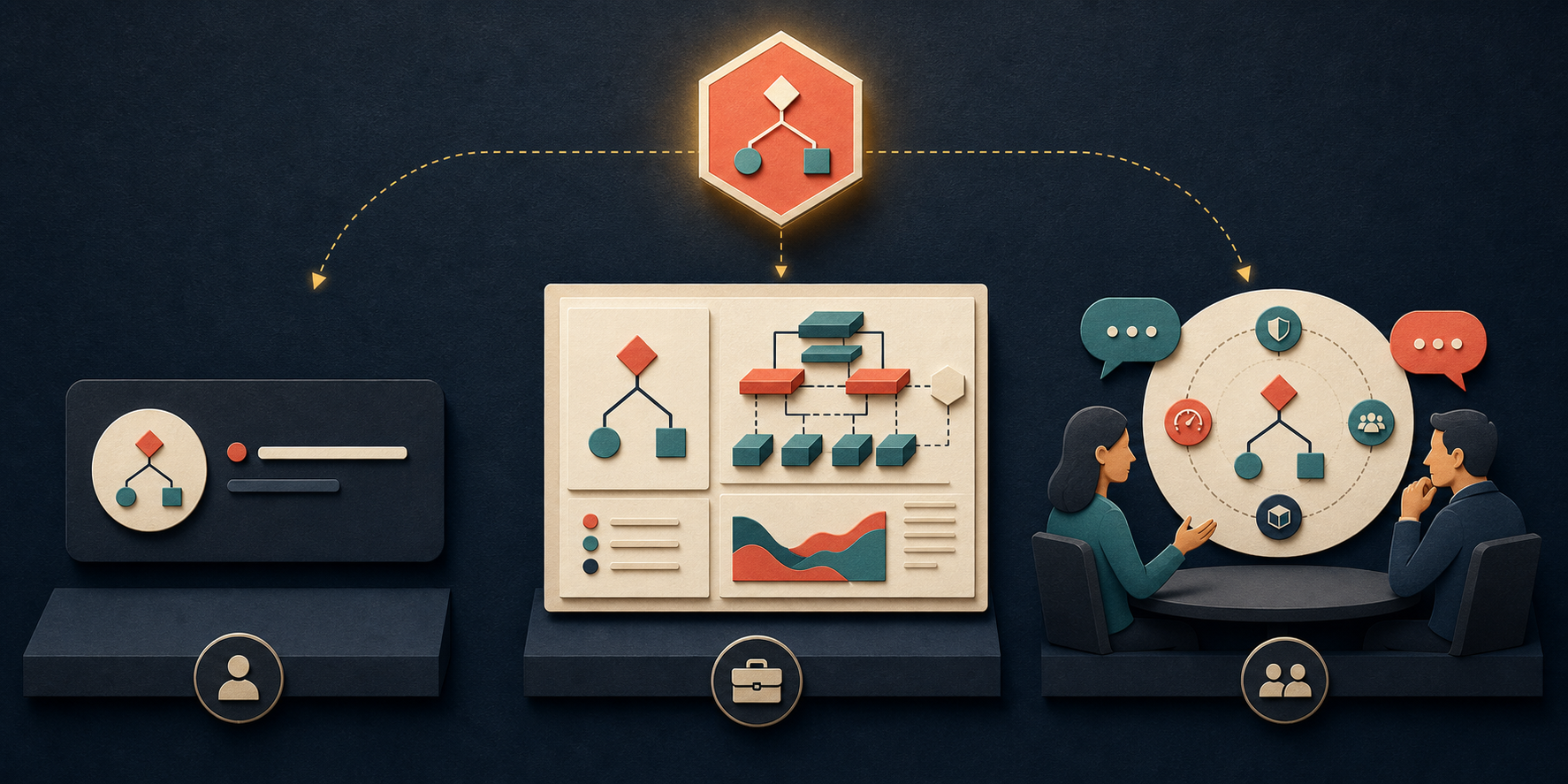 One engineering decision expands from a concise resume card to a detailed portfolio case study and a conversational interview explanation