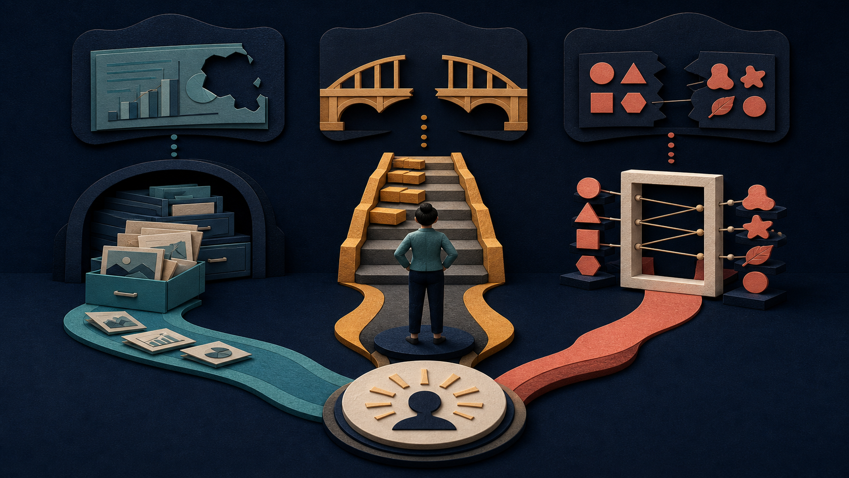 Three paths distinguish recovering existing evidence, building missing capability through practice, and translating familiar work into accurate role language