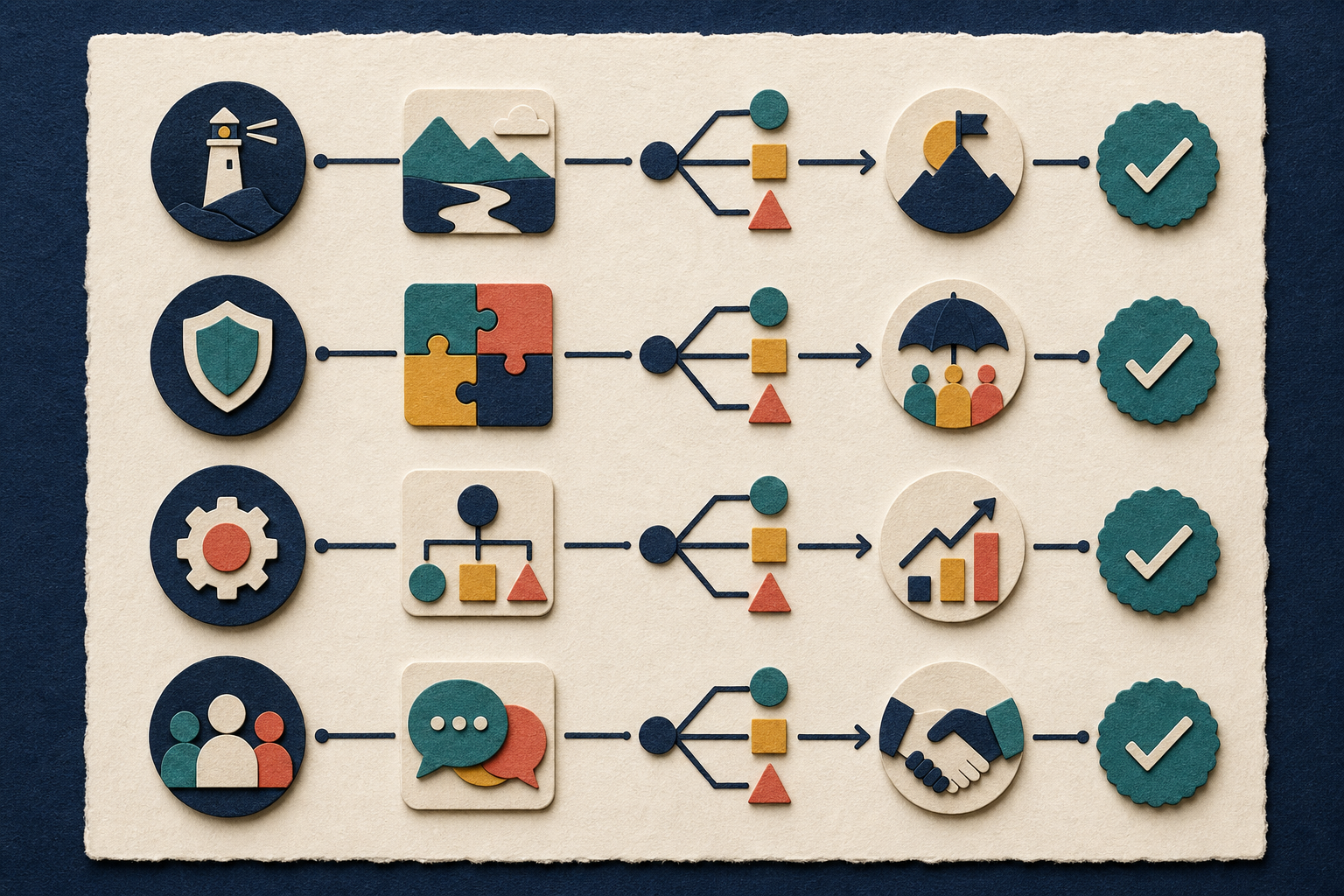 A four-column worksheet connects priority capabilities to a work context, an owned decision, a consequence, and a verification method.