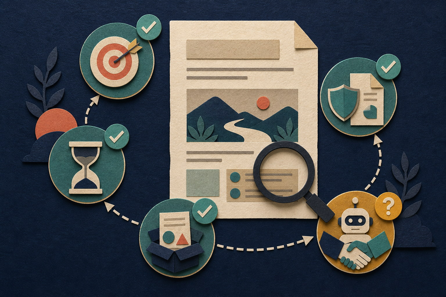 A take-home assignment is inspected against relevance, time, deliverable, confidentiality, and AI-tool policy before a candidate begins.