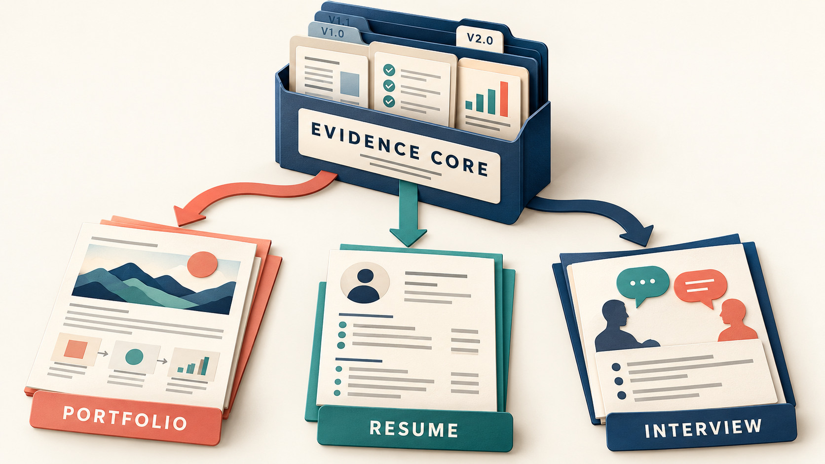 One evidence core can support a portfolio case study, resume bullet, and interview story