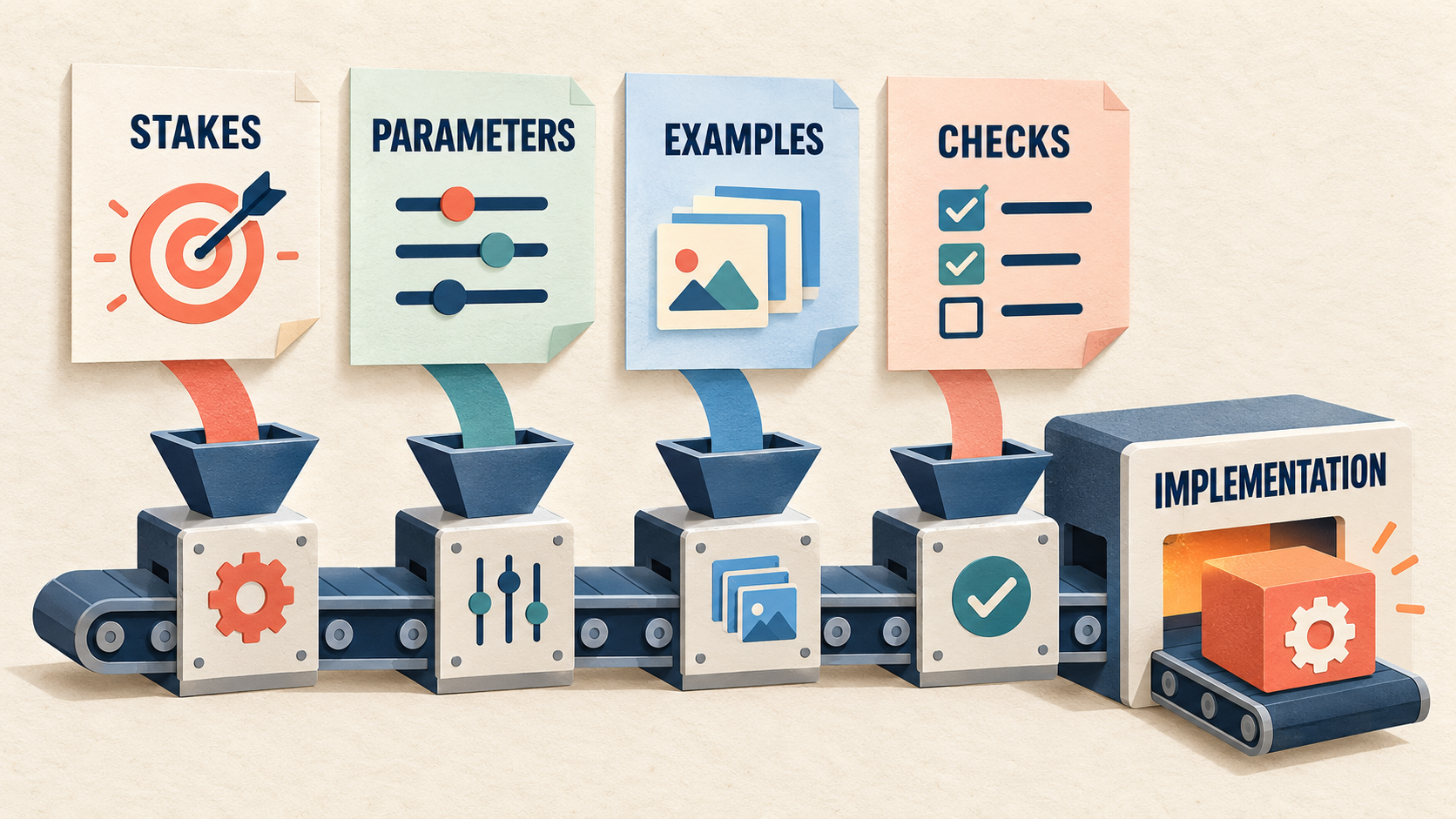 The SPEC framework turns stakes, parameters, examples, and checks into a reviewable implementation contract