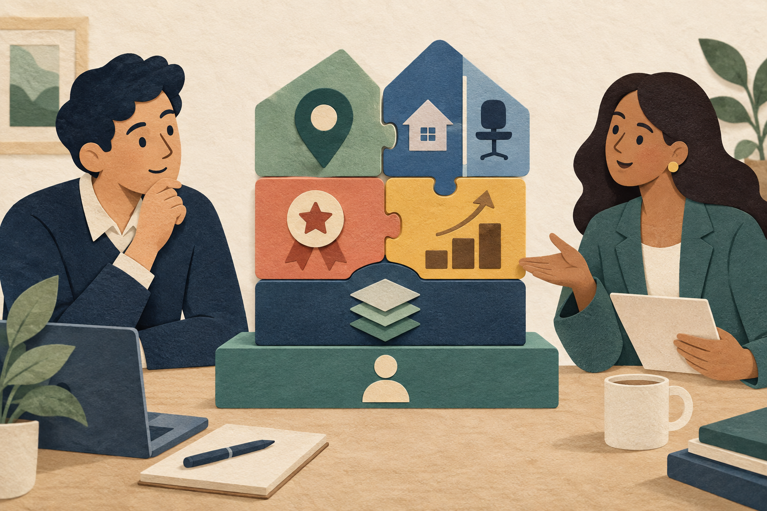 An editorial package checklist groups base salary, bonus, equity, level, location, and work arrangement before a candidate narrows expectations.
