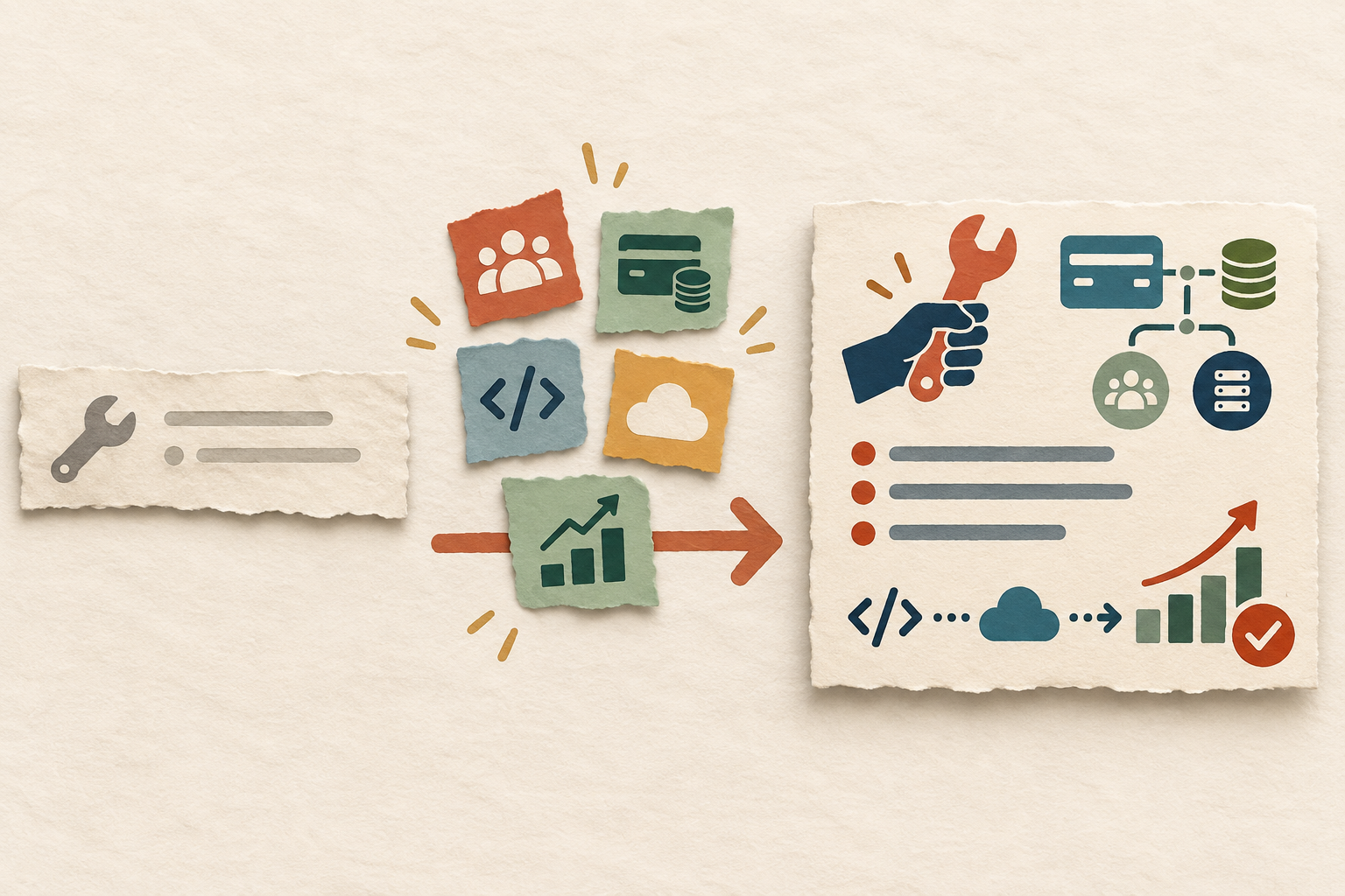A vague paper resume strip becomes a complete evidence card with an owner, system context, role signal, and verified outcome.