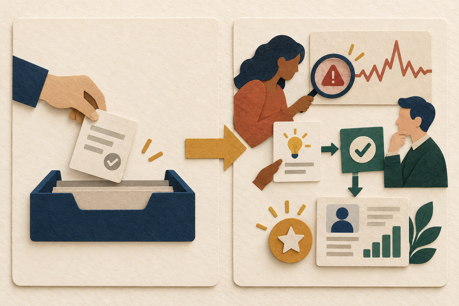 A vague task-completion resume strip becomes a bounded problem-ownership bullet with diagnosis, proposal, approval, and result.
