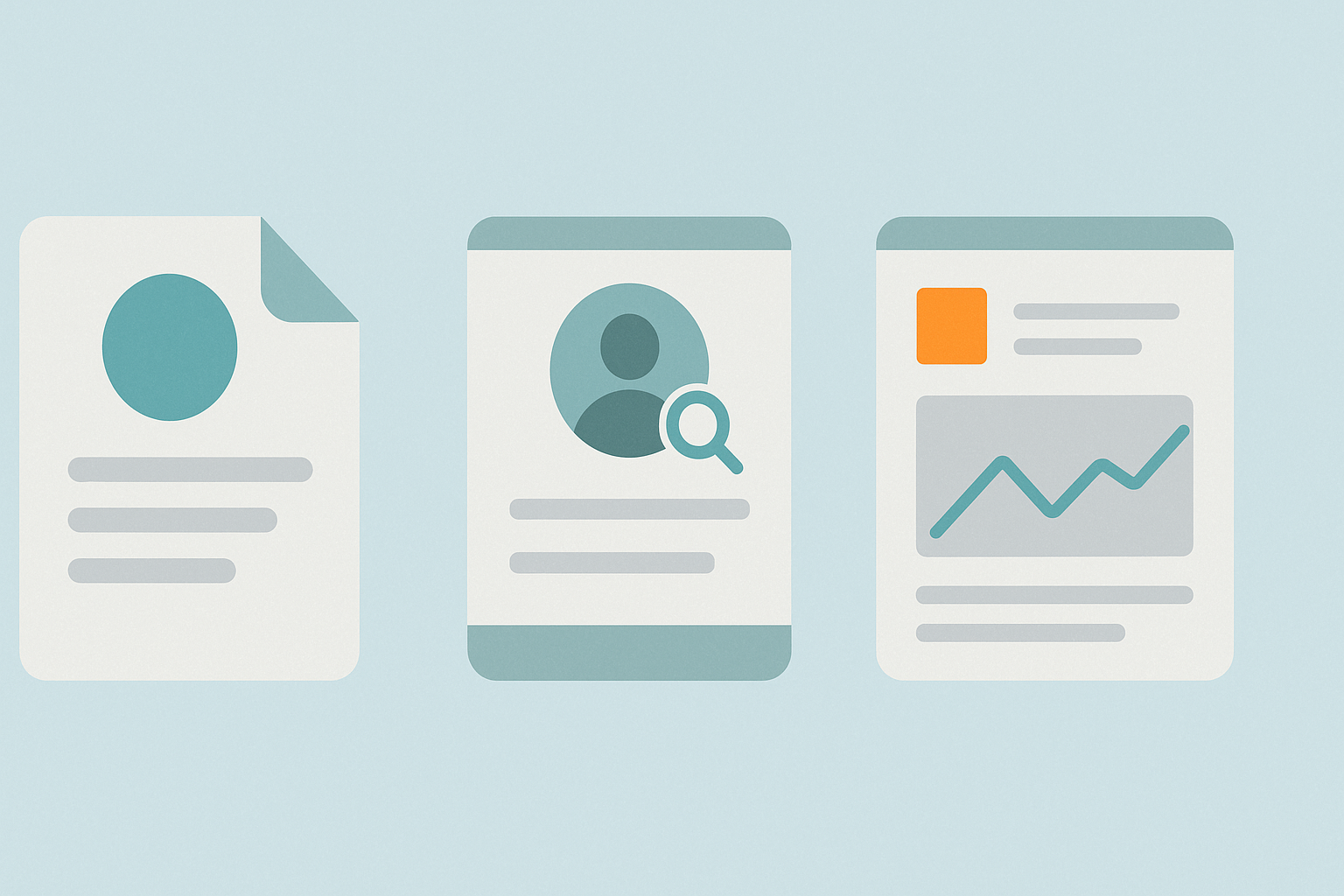 Editorial illustration showing the resume as summary, LinkedIn as searchable profile, and a website as the proof layer for projects and outcomes